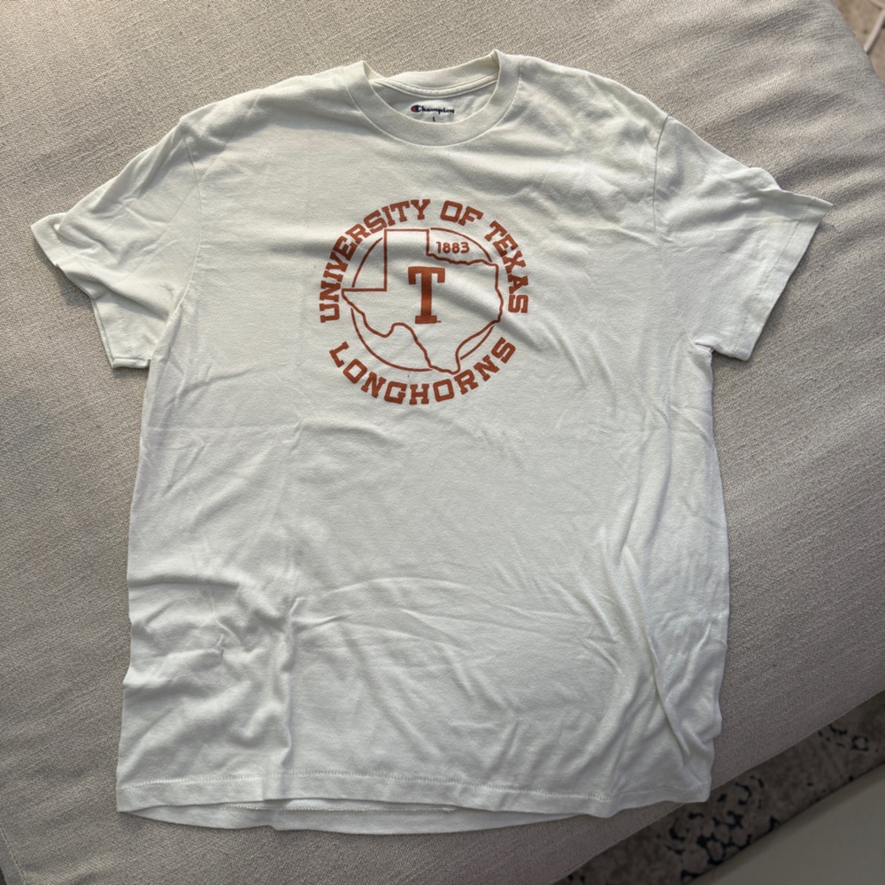 Champion White T-Shirt with Orange Print